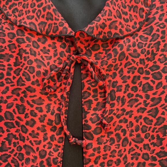 C.B. Collections Red and Black Leopard Print Faux Tank Blouse - Picture 10 of 10